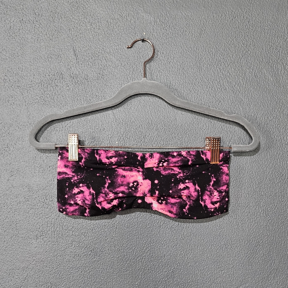 Hot Topic Pink and Black Galaxy Bandeau.